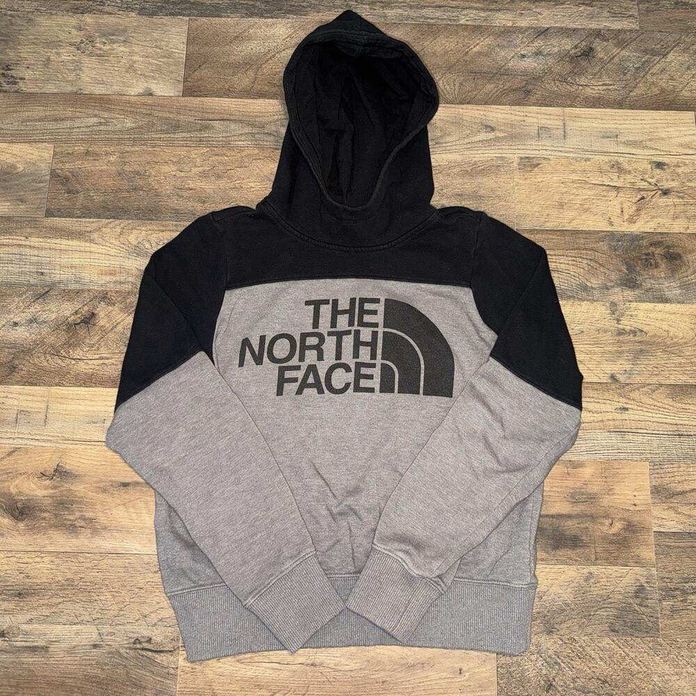The North Face Dark Gray Black Jumbo Logo Hoodie Long Sleeve Sweatshirt Size‎ XS